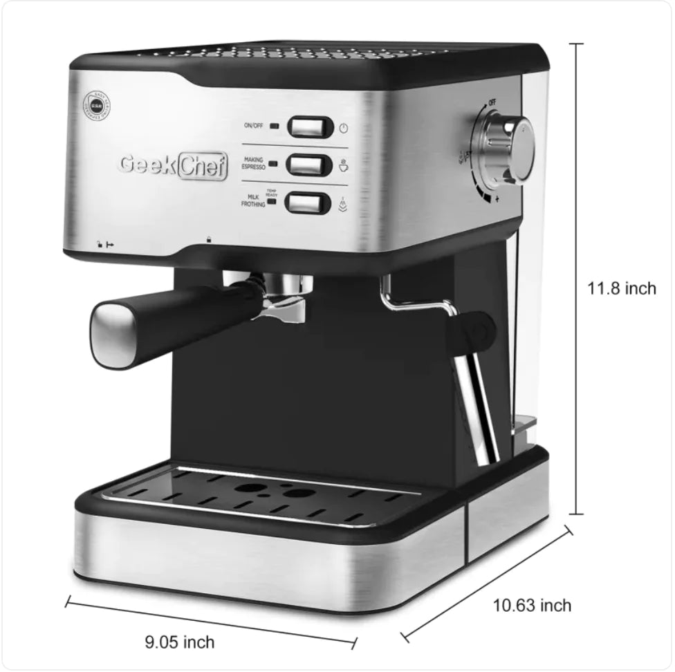 Geek Chef 20-Bar Espresso Machine with Milk Frother