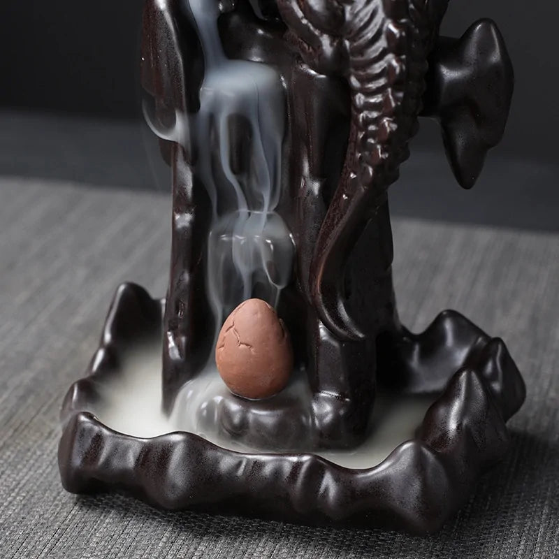 LED Ceramic Backflow Waterfall Smoke Incense Burner