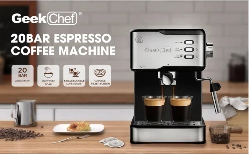 Geek Chef 20-Bar Espresso Machine with Milk Frother